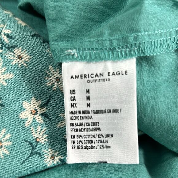 AMERICAN EAGLE OUTFITTERS linen blend summer dress size medium back tie floral - Picture 10 of 11